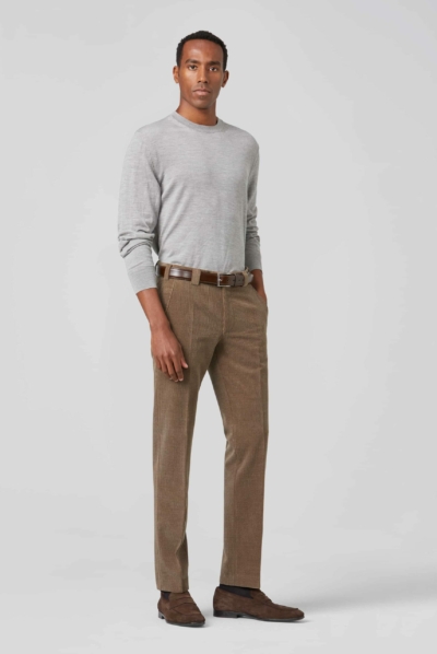 Pantalon velours de laine grande taille Meyer taupe.