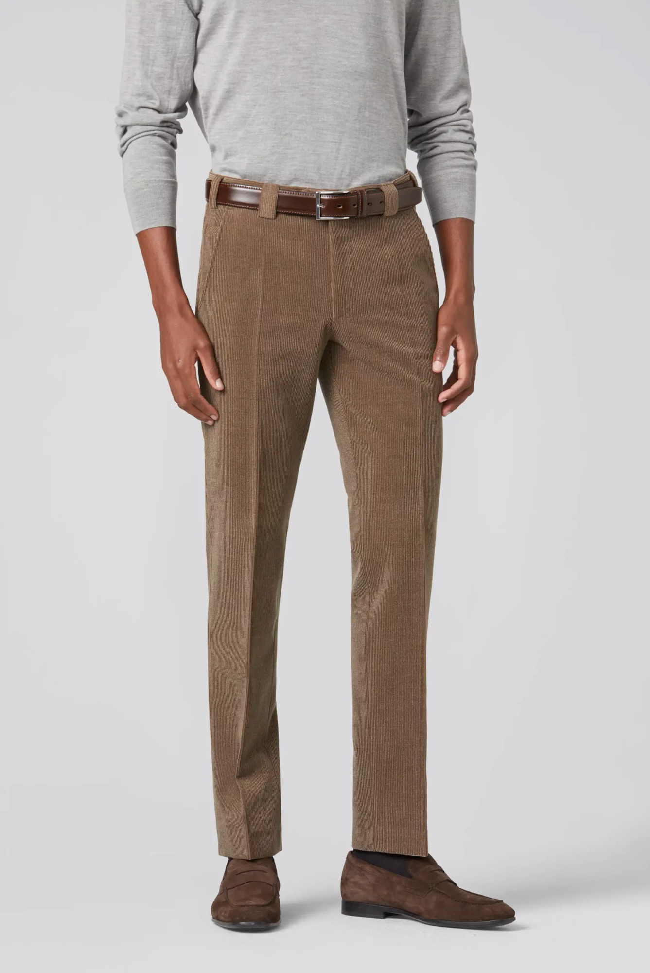 Pantalon velours de laine grande taille Meyer taupe. – Image 2