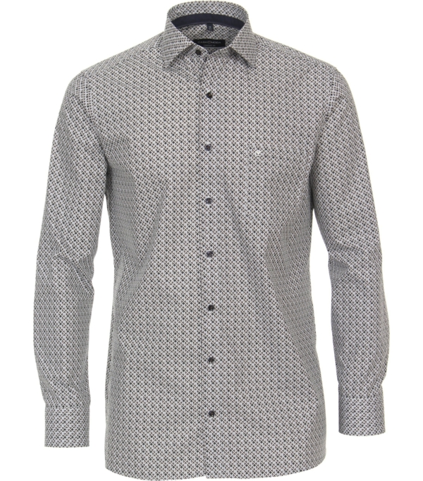 Chemise grande taille Casamoda coupe confort motifs cravate gris.
