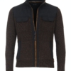 Veste zippée grande taille bi-matière, Casamoda chinée marron et empiècement noir
