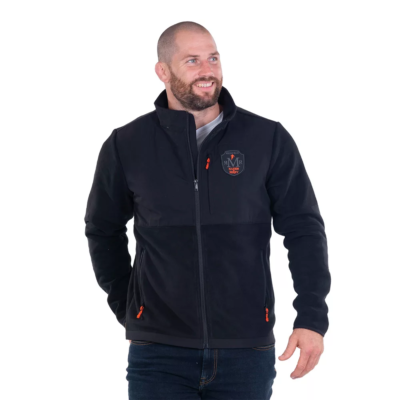 Blouson grande taille Ruckfield polaire bi-matière noir.