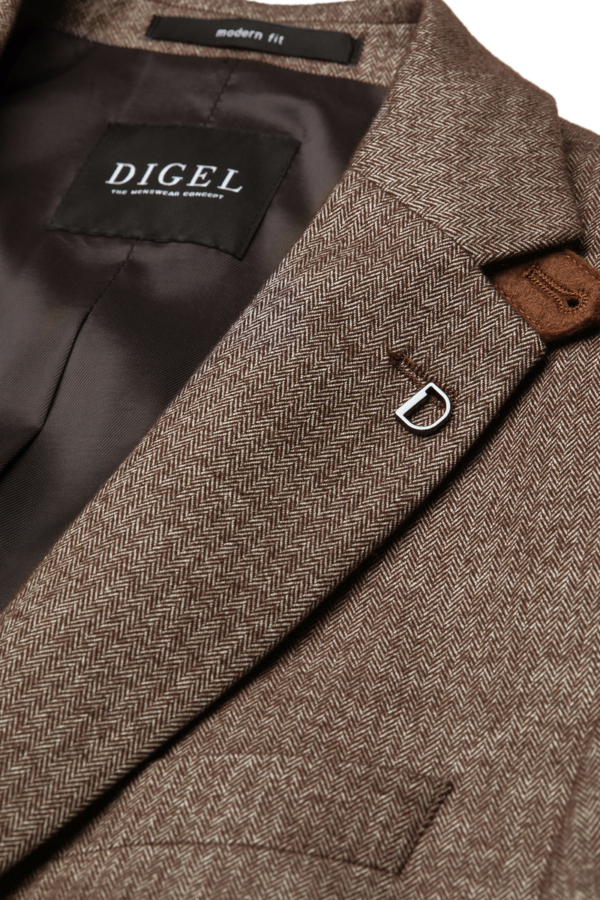 Veste grande taille Digel ezzo chevrons marron – Image 3