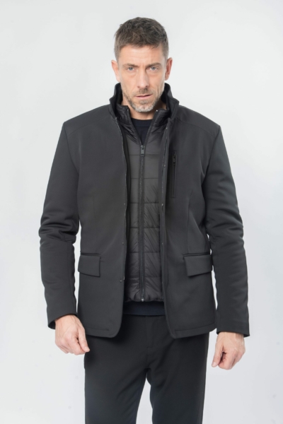 Sur-veste grande taille Partner's avec parement amovible noire.