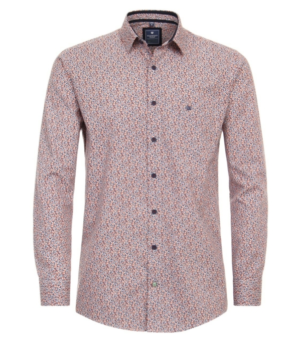 Chemise grande taille Redmond imprimée terracota.